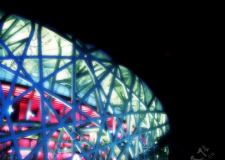 北京鸟巢体育馆夜景图片