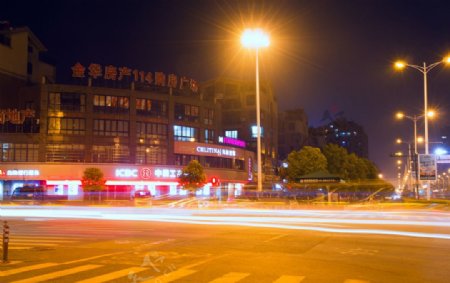 城市夜景车灯轨迹图片