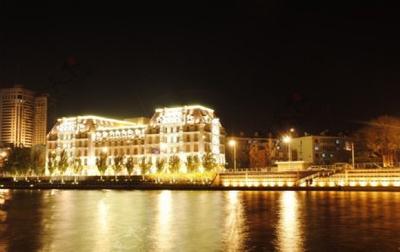 天津特色建筑海河夜景图片