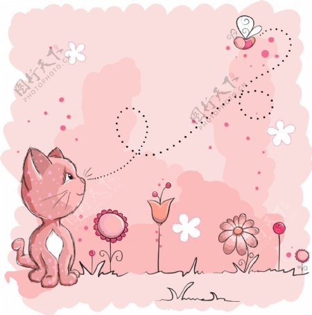 粉红色卡通背景图片