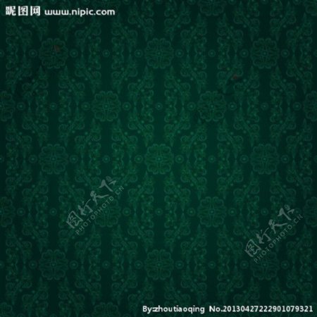 绿色无缝古典花纹背景图片