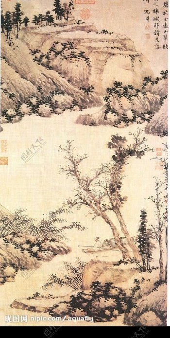扁舟思诗图纸本124cm63cm中国台北故宫博物馆藏图片