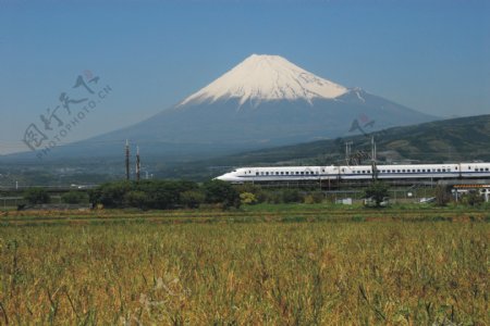 富士山下的新干线图片