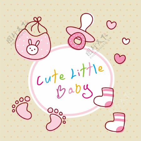 手绘粉色婴儿宝宝脚印袜子衣服图片