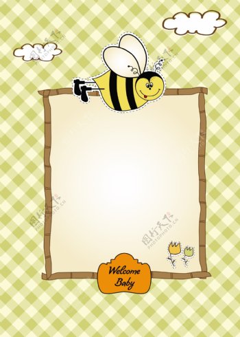可爱卡通小蜜蜂边框背景图片