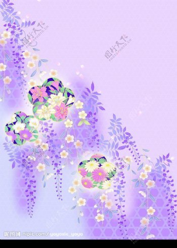 紫色碎花日本风格底纹图片