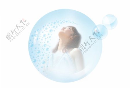 女性健康呼吸的水泡泡美女图片