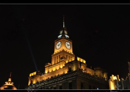 上海外滩海关钟楼夜景图片