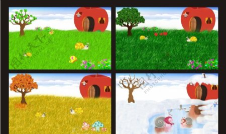 幼儿园卡通四季图片