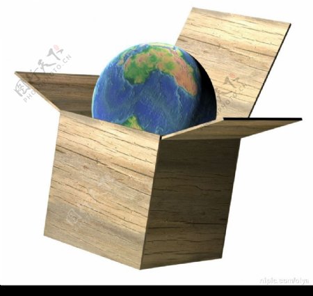 木箱中地球图片