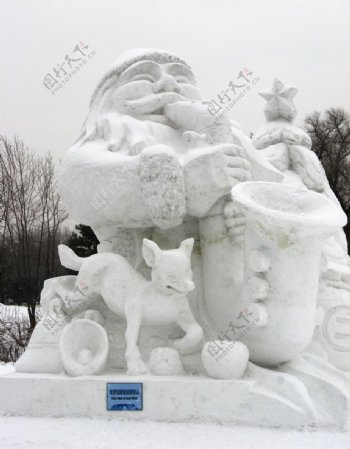 哈尔滨冰雪展雪雕圣诞老人图片