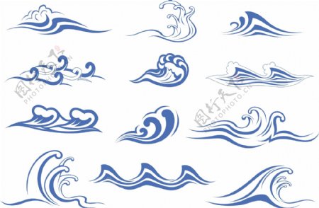传统水波纹样式矢量素材图片
