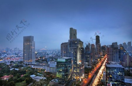 曼谷市中心初夜景色图片