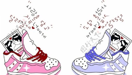 韩版情侣T恤图案之鞋子图片