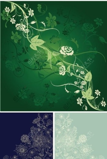 绿色动感线条花纹花卉图片