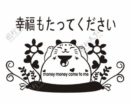 矢量可爱日式招财猫图片