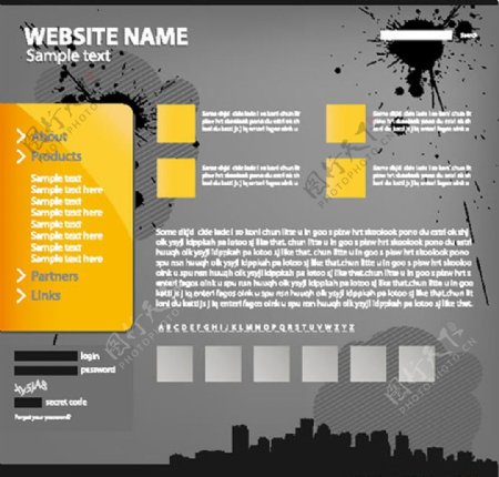 黑色城市网页模板图片