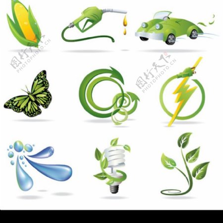 精美绿色环保系列图标矢量图片