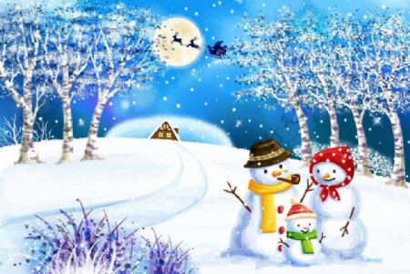 雪人和圣诞老人图片