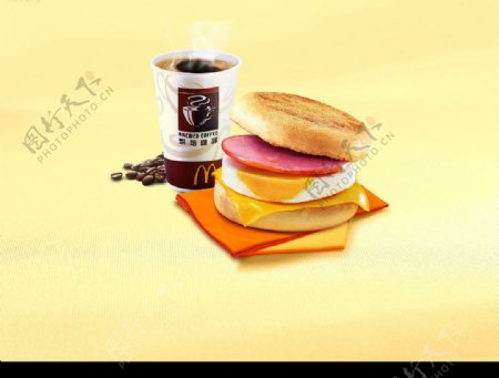 麦当劳汉堡咖啡图片
