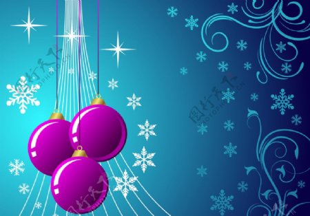 圣诞紫色彩球图片