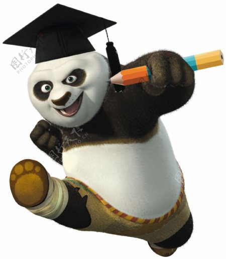 博士帽功夫熊猫图片