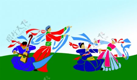 蒙古草原跳舞图片