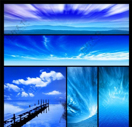 背景展板蓝天白云远山底纹模板原创图片