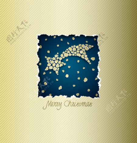 撕纸方块星星梦幻圣诞背景图片