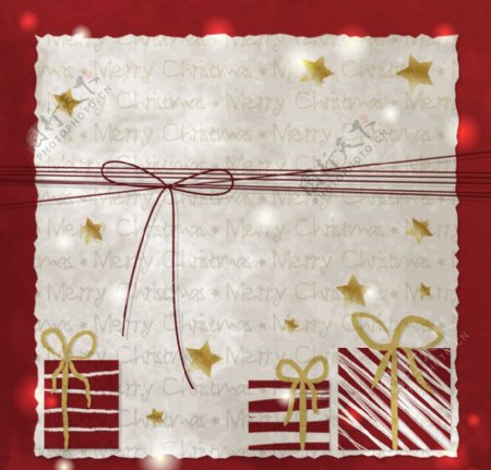 毛线蝴蝶结礼盒圣诞贺卡图片