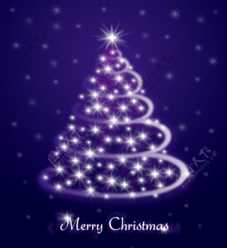 动感星光闪亮的圣诞树图片