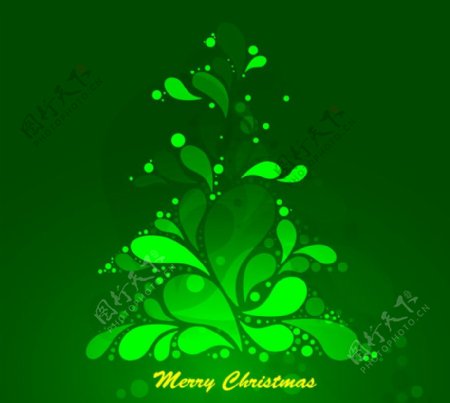 绿色梦幻花纹圣诞树图片