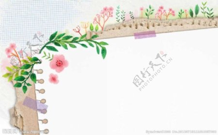 鲜花绿叶日记本背景图片