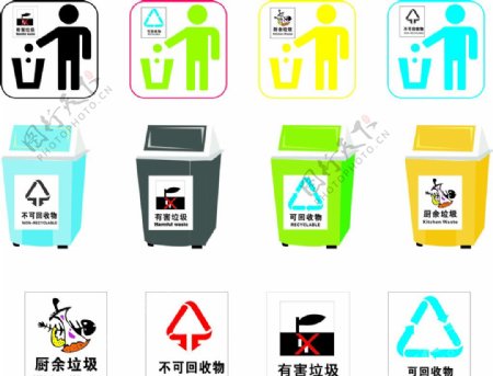 垃圾回收分类标志垃圾桶图片