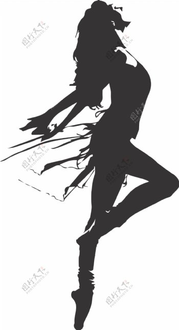 女性跳舞剪影矢量图图片