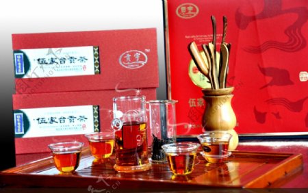 伍家台贡茶之包装茶水展示图图片