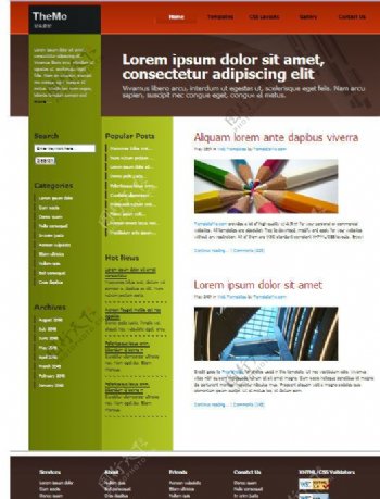 锌绿色CSS网页模板图片