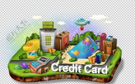 ATM卡通信用卡城市图片