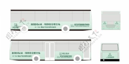绿色楼盘房地产荆州公交车身广告图片