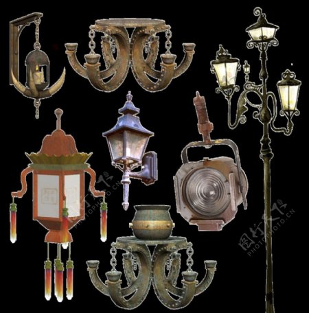 古典灯具PSD素材图片
