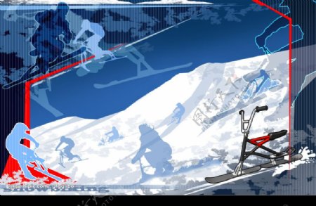 抽像高山划雪运动图片