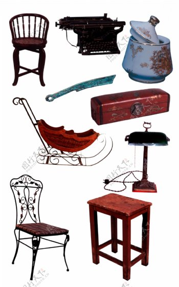 长凳靠椅太师椅古代灯具电话民国解放时期理发椅仿古家具图片