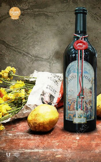 葡萄酒油画广告图片