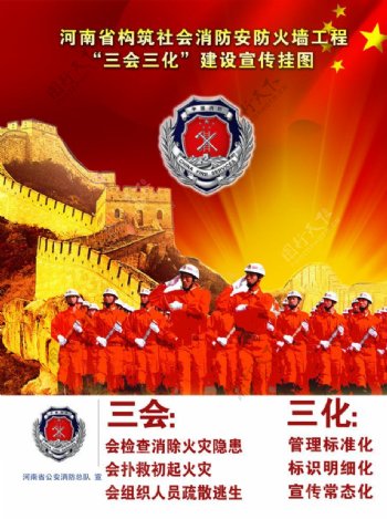 河南省构筑社会消防安防火墙工程图片