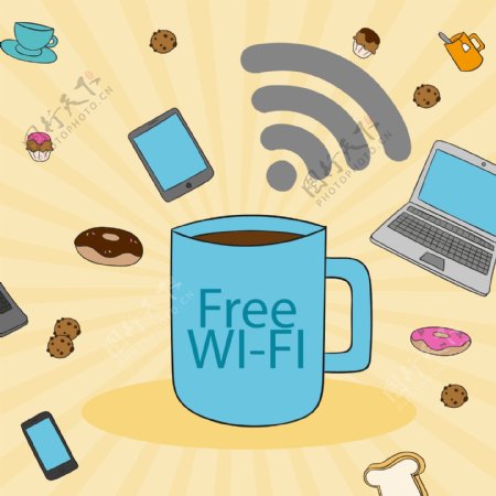 免费wifi咖啡杯背景