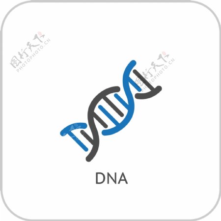 蓝色线型DNA分子结构图标
