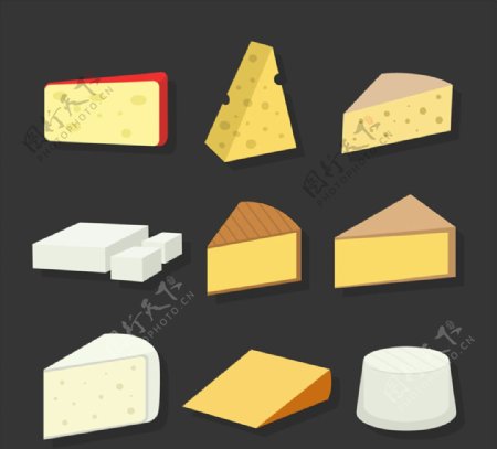 9款美味奶酪设计矢量素材