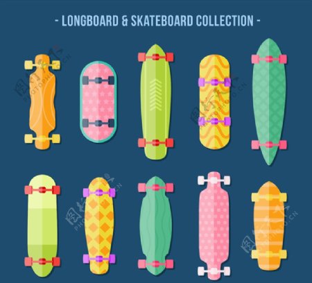 10款彩色滑板设计矢量素材