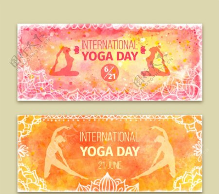2款水彩绘国际瑜伽日