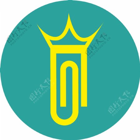 女王皇冠回形针logo设计